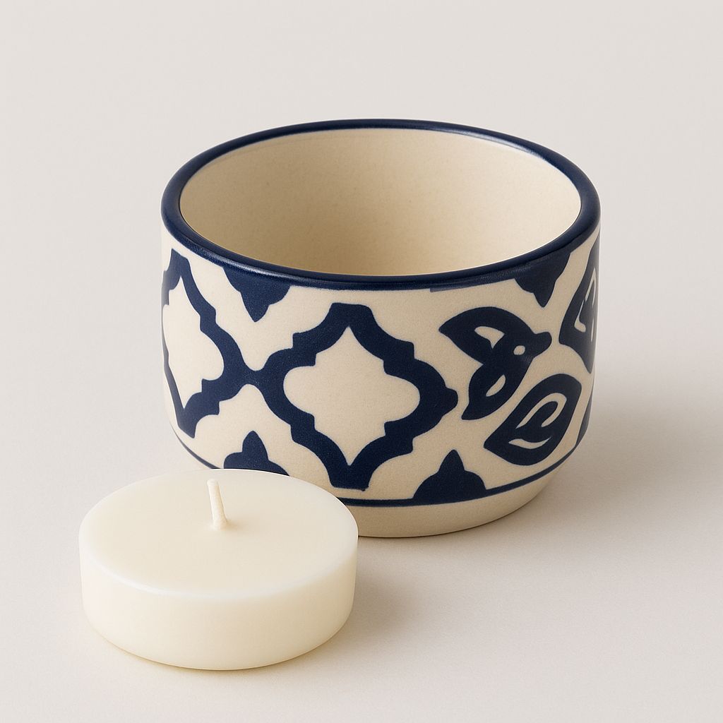 Lua Blue Pottery Candle - Sandalwood