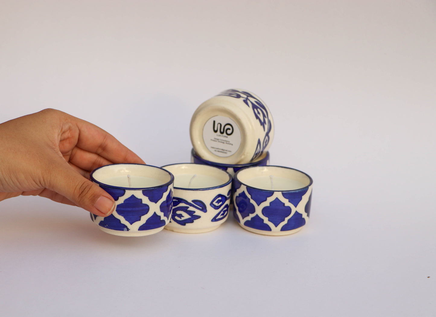 Lua Blue Pottery Candle- Bitter Orange and Cinnamon