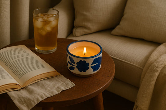 Lua Blue Pottery Candle - Sandalwood